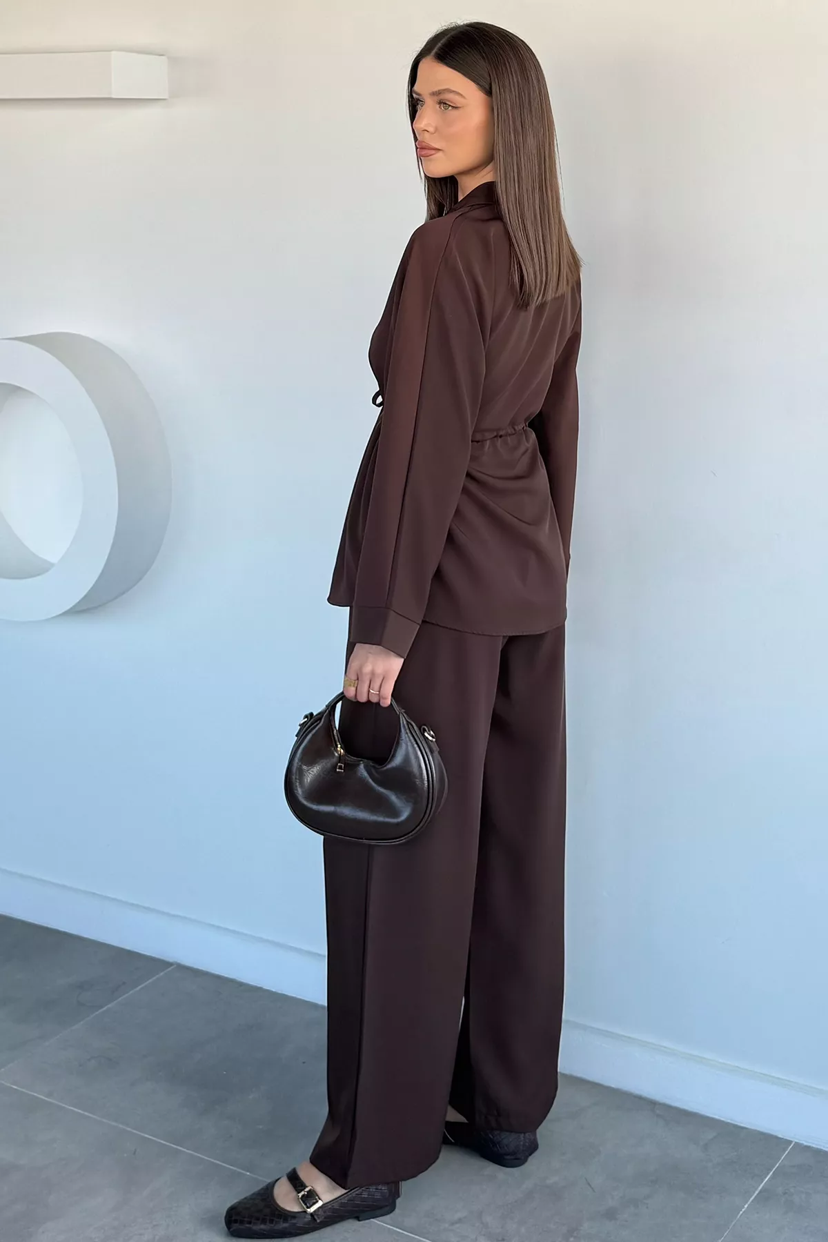 Kadın Oversize Bel Büzgülü İkili Takım