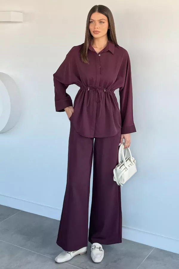 Kadın Oversize Bel Büzgülü İkili Takım
