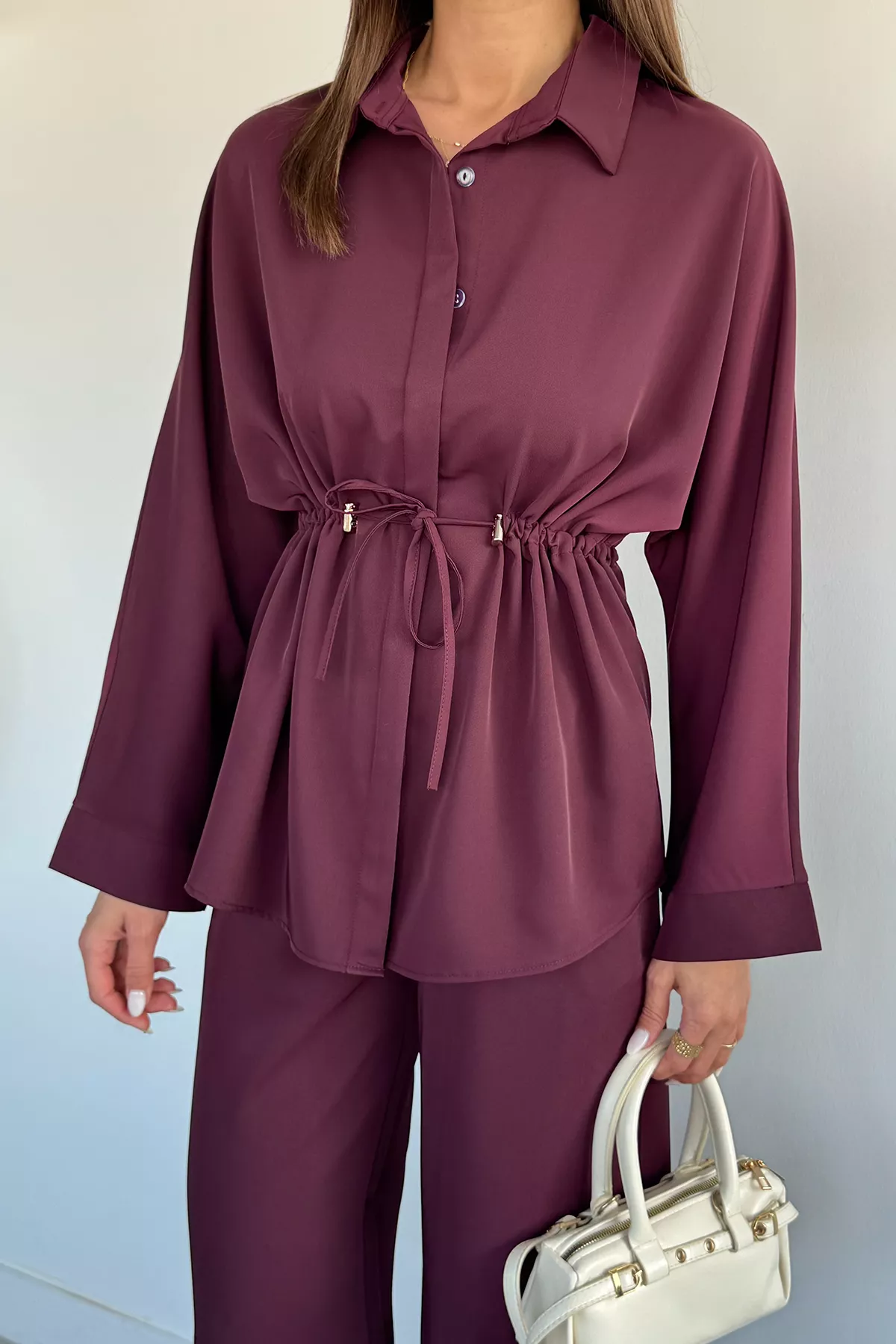 Kadın Oversize Bel Büzgülü İkili Takım
