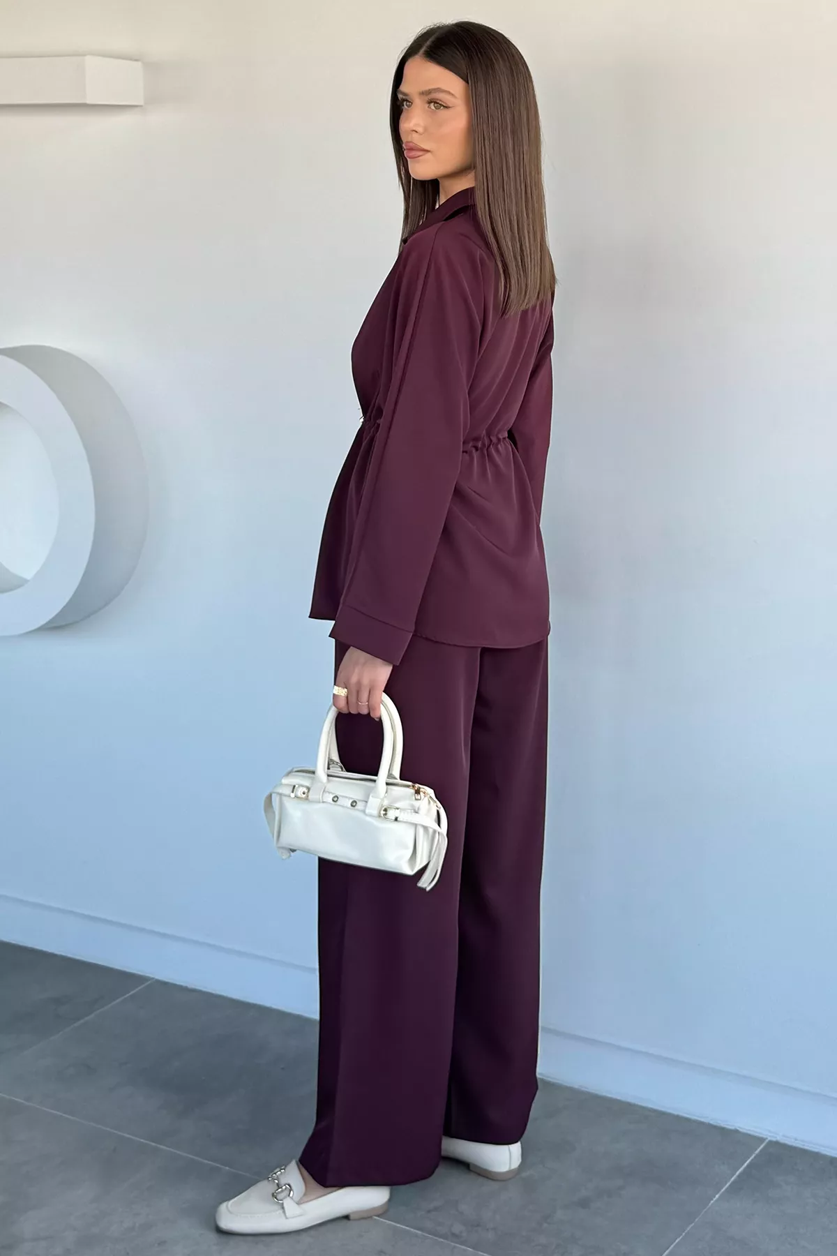 Kadın Oversize Bel Büzgülü İkili Takım