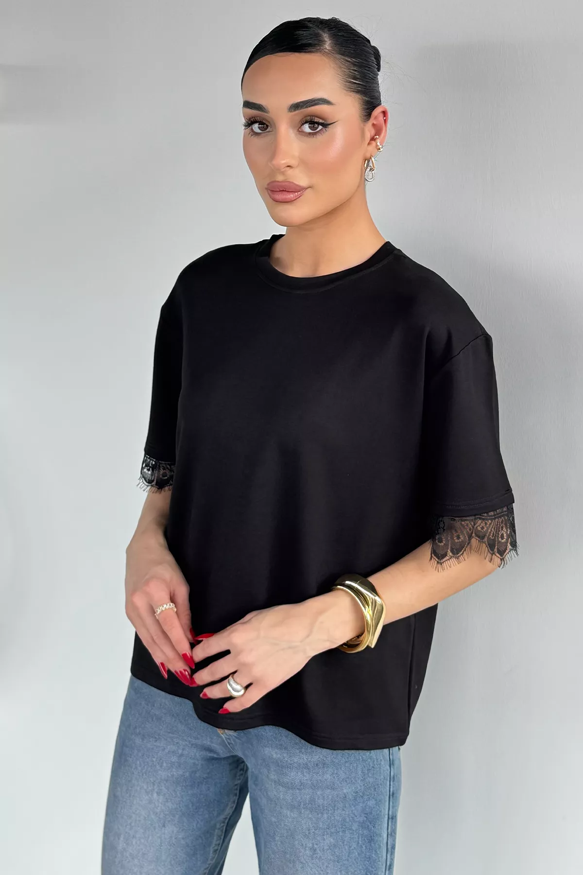 Kadın Sırt Detaylı Dantelli Tshirt