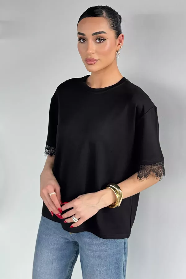 Kadın Sırt Detaylı Dantelli Tshirt