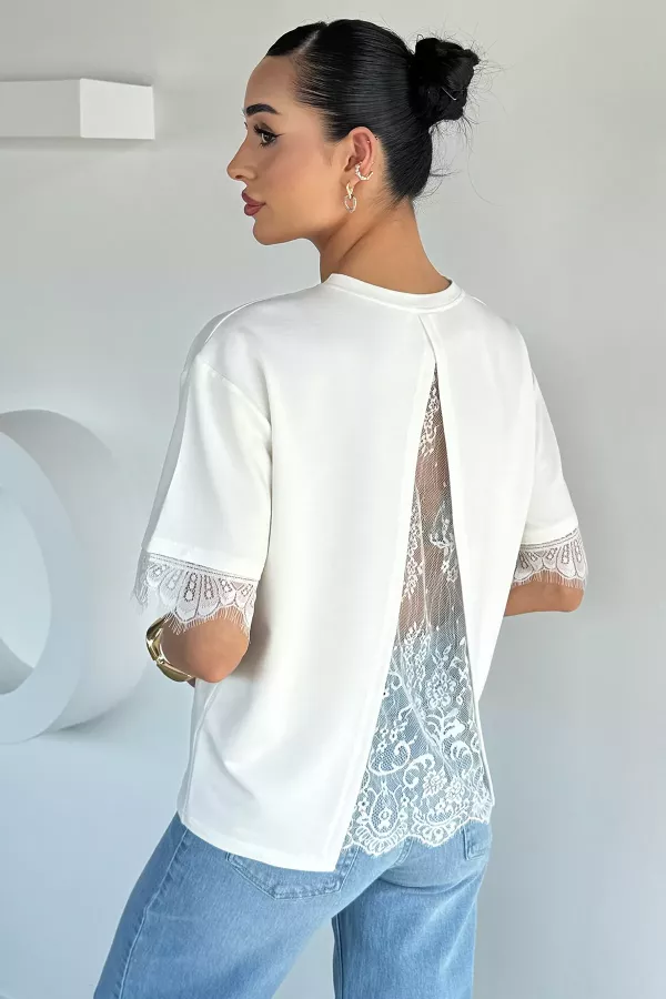 Kadın Sırt Detaylı Dantelli Tshirt