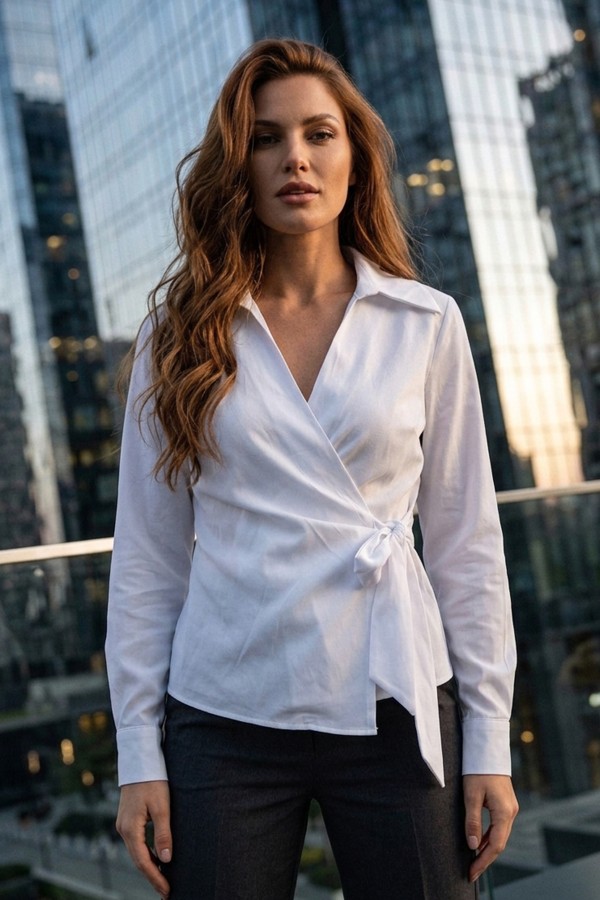 Kadın Bağlamalı Düz Gömlek
