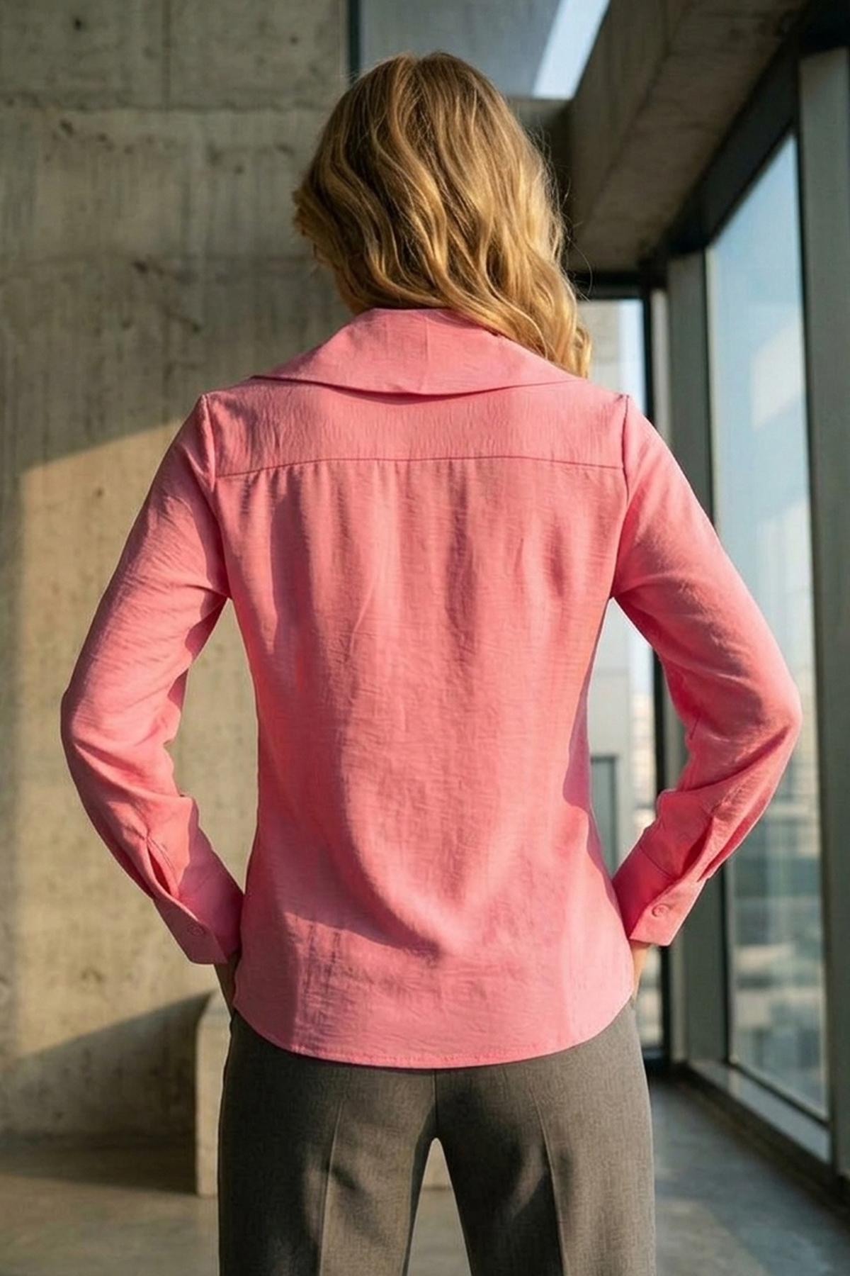 Kadın Bağlamalı Düz Gömlek