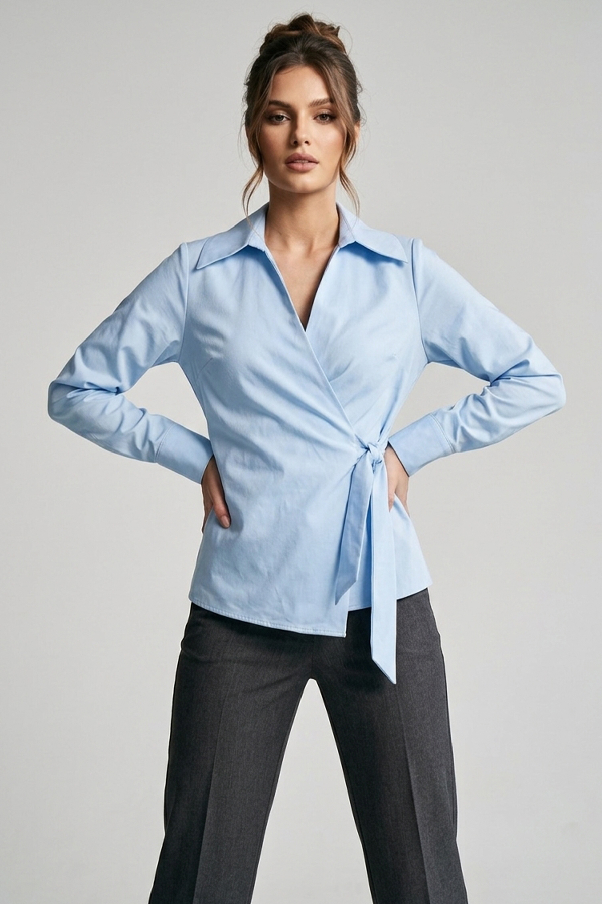 Kadın Bağlamalı Düz Gömlek