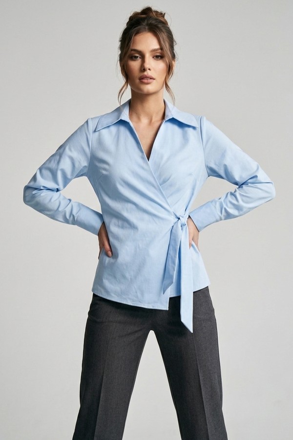 Kadın Bağlamalı Düz Gömlek