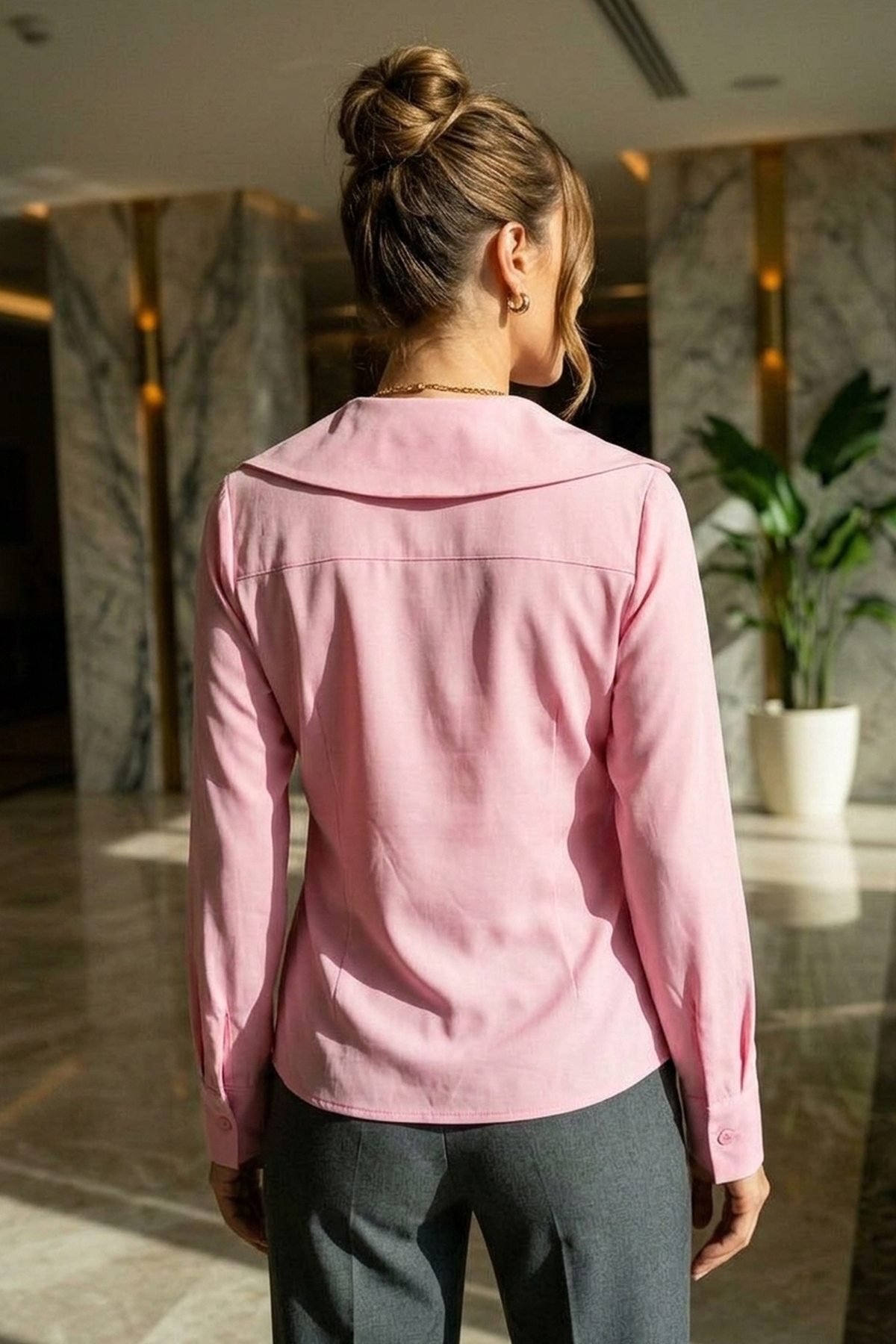 Kadın Bağlamalı Düz Gömlek