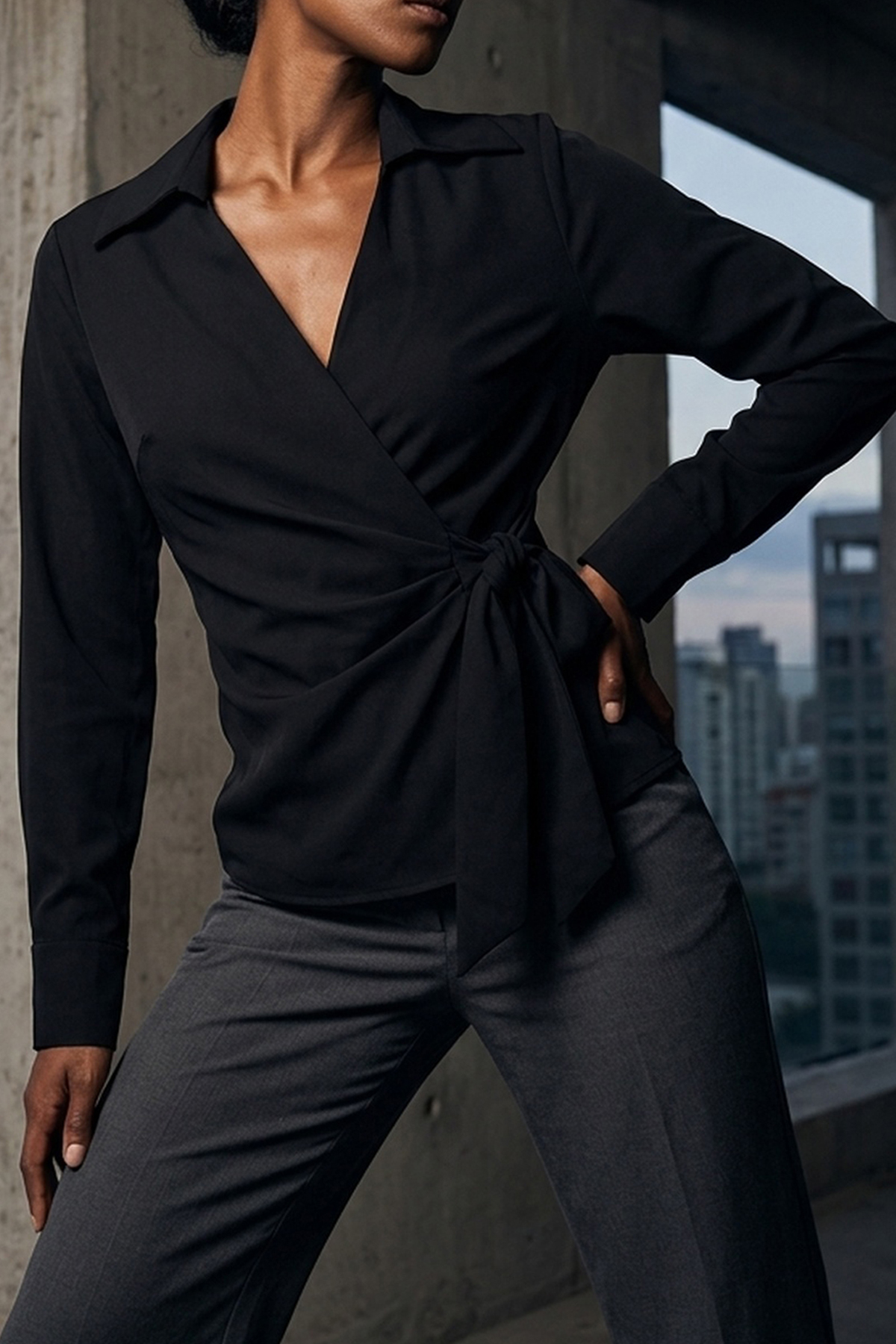 Kadın Bağlamalı Düz Gömlek