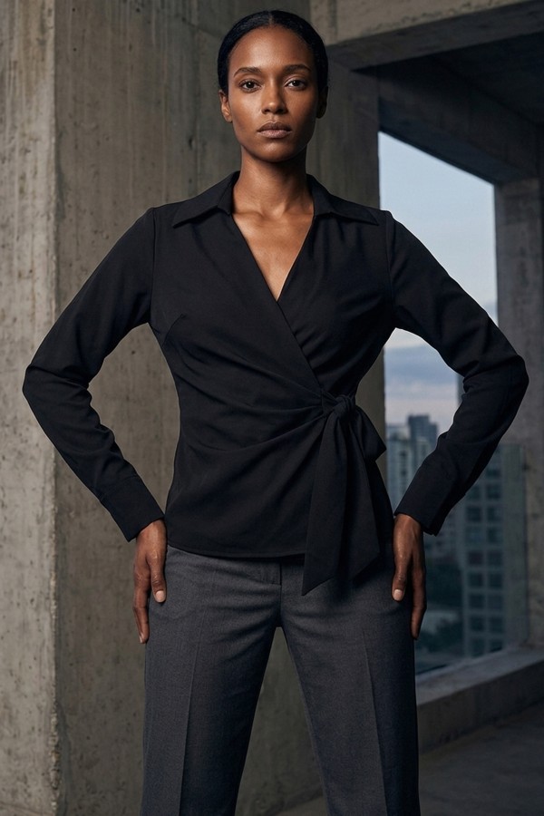 Kadın Bağlamalı Düz Gömlek