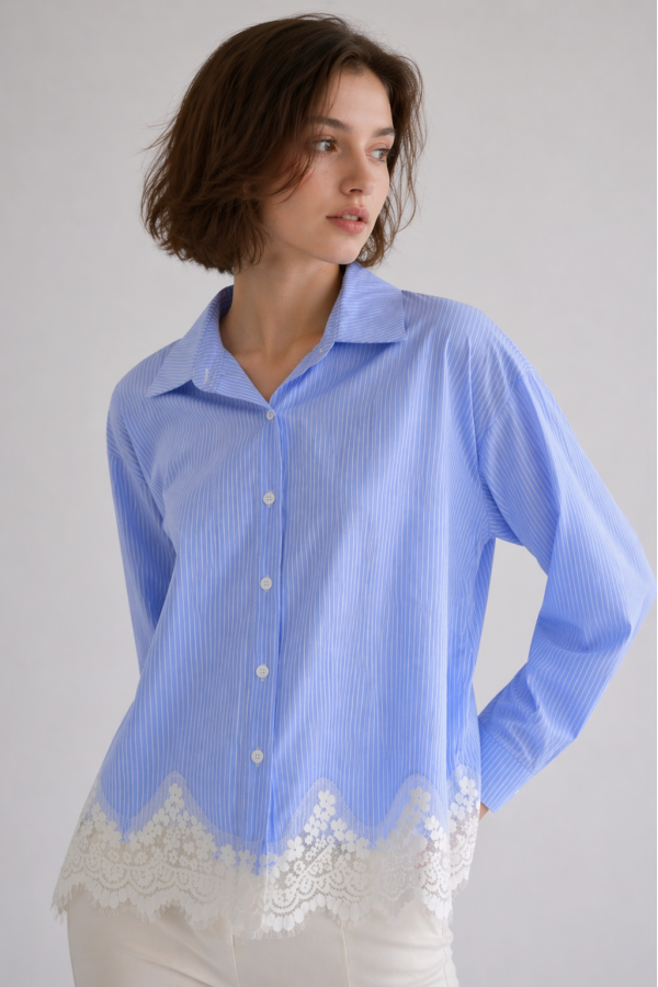 Kadın Etek Ucu Dantelli Gömlek