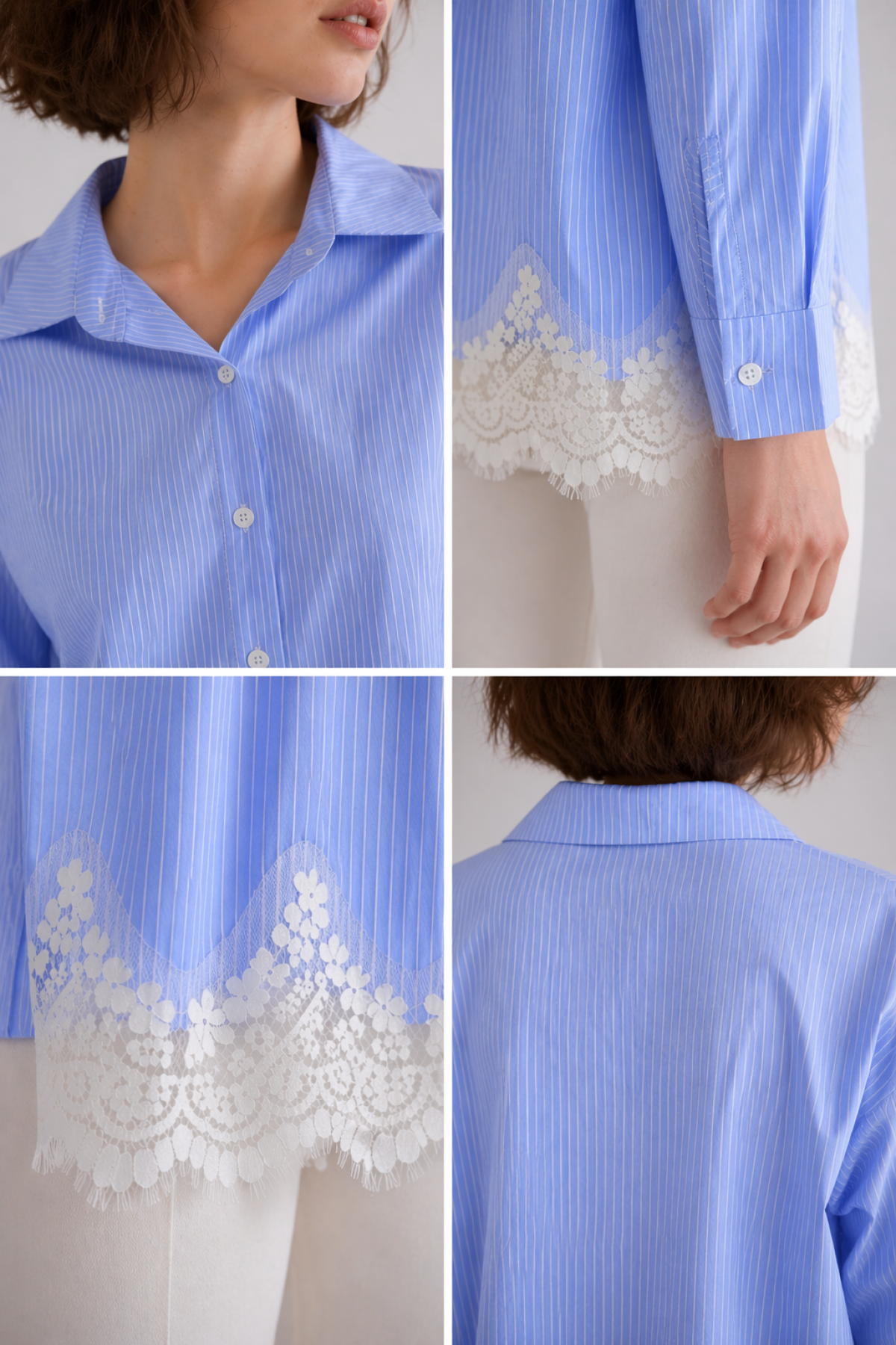 Kadın Etek Ucu Dantelli Gömlek