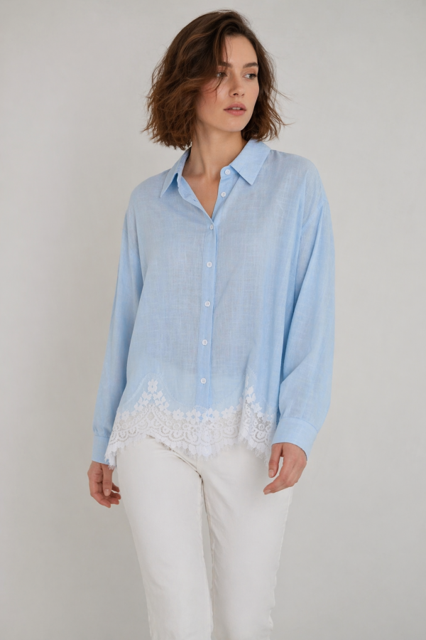 Kadın Etek Ucu Dantelli Gömlek