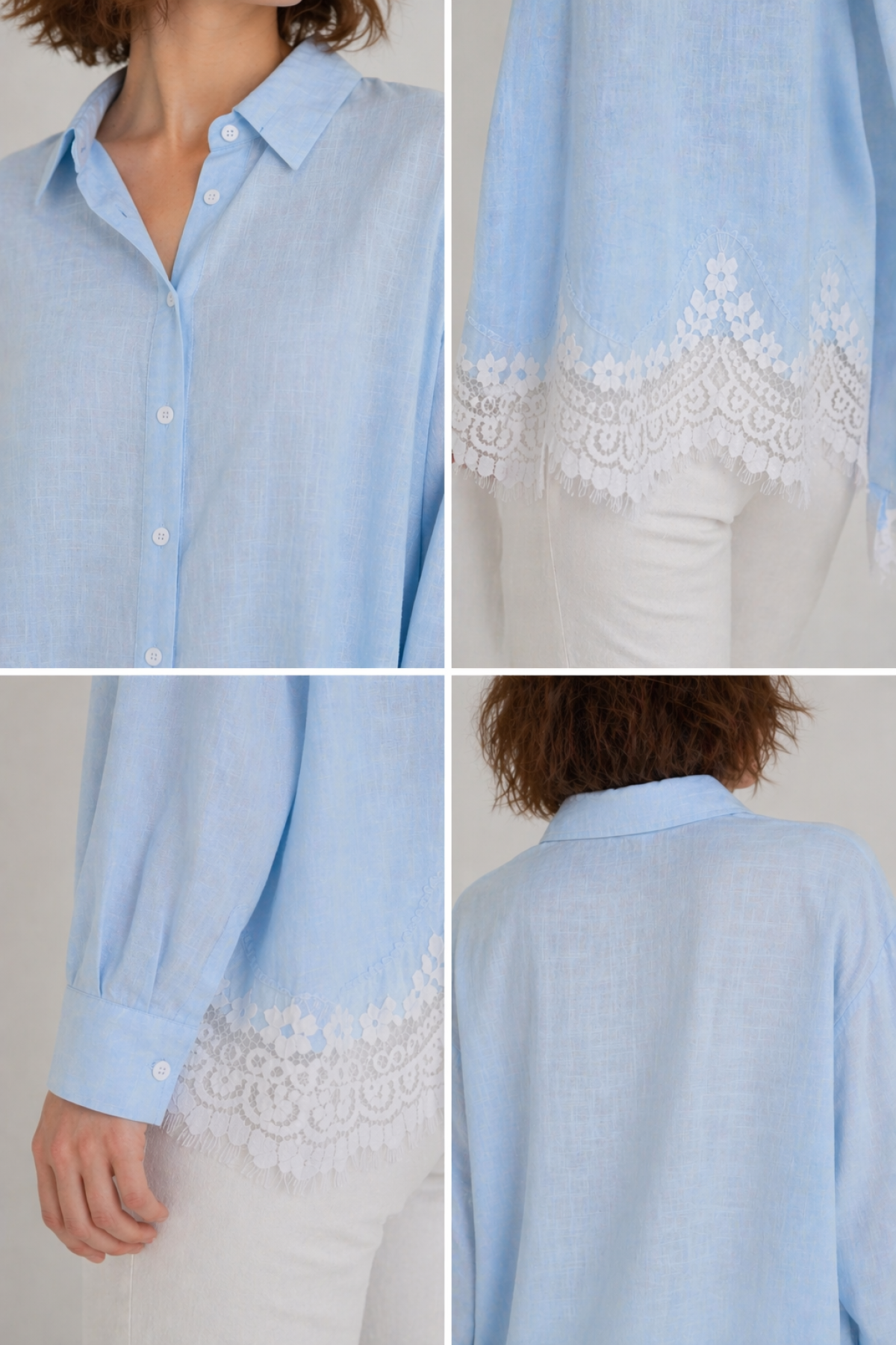 Kadın Etek Ucu Dantelli Gömlek