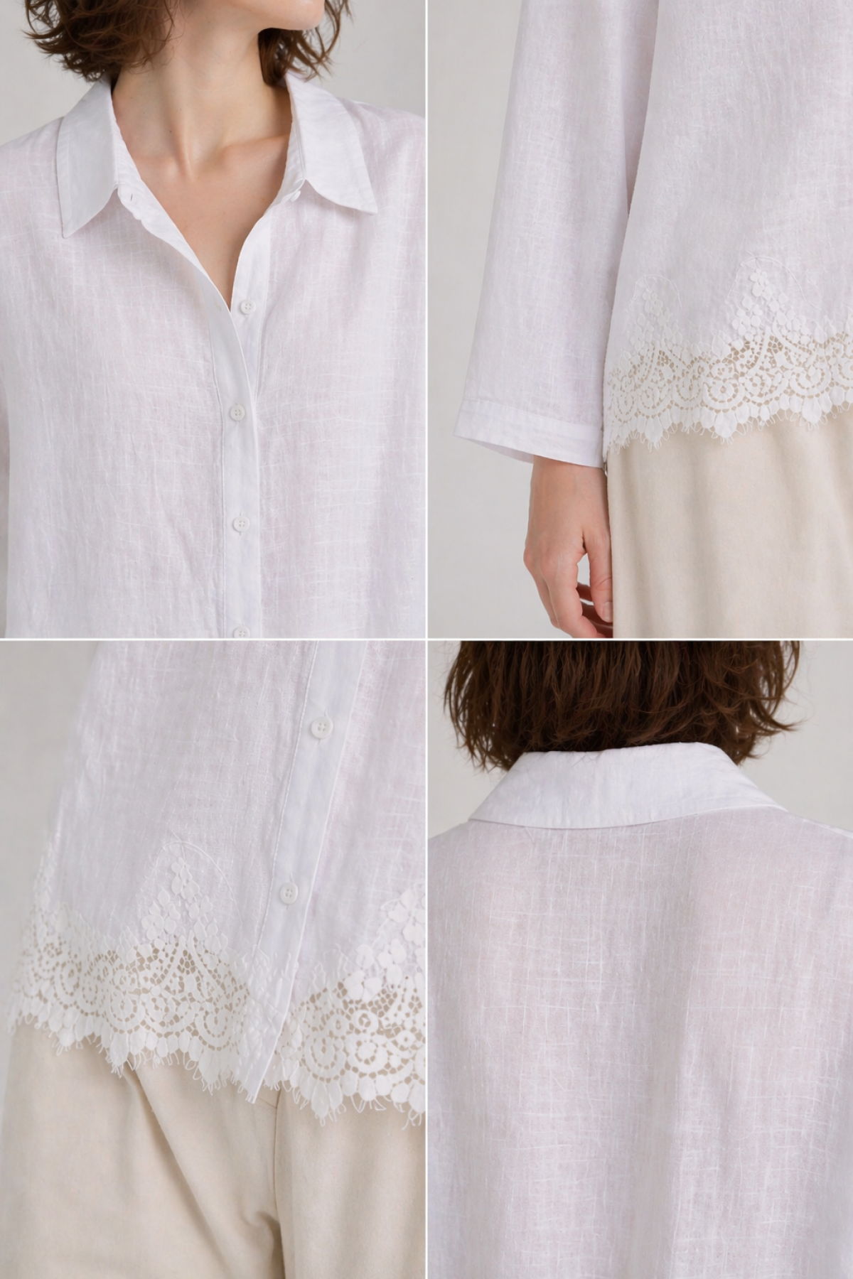 Kadın Etek Ucu Dantelli Gömlek