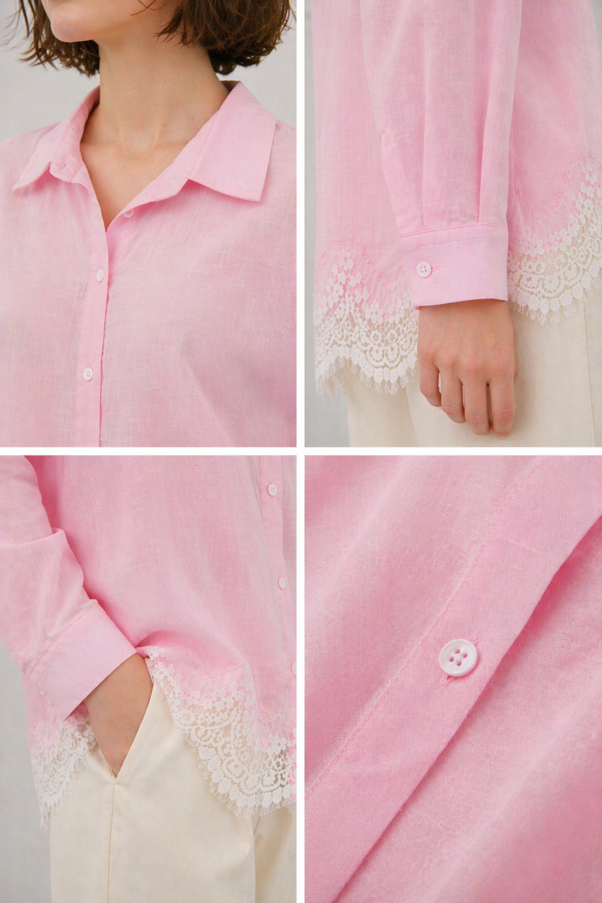 Kadın Etek Ucu Dantelli Gömlek