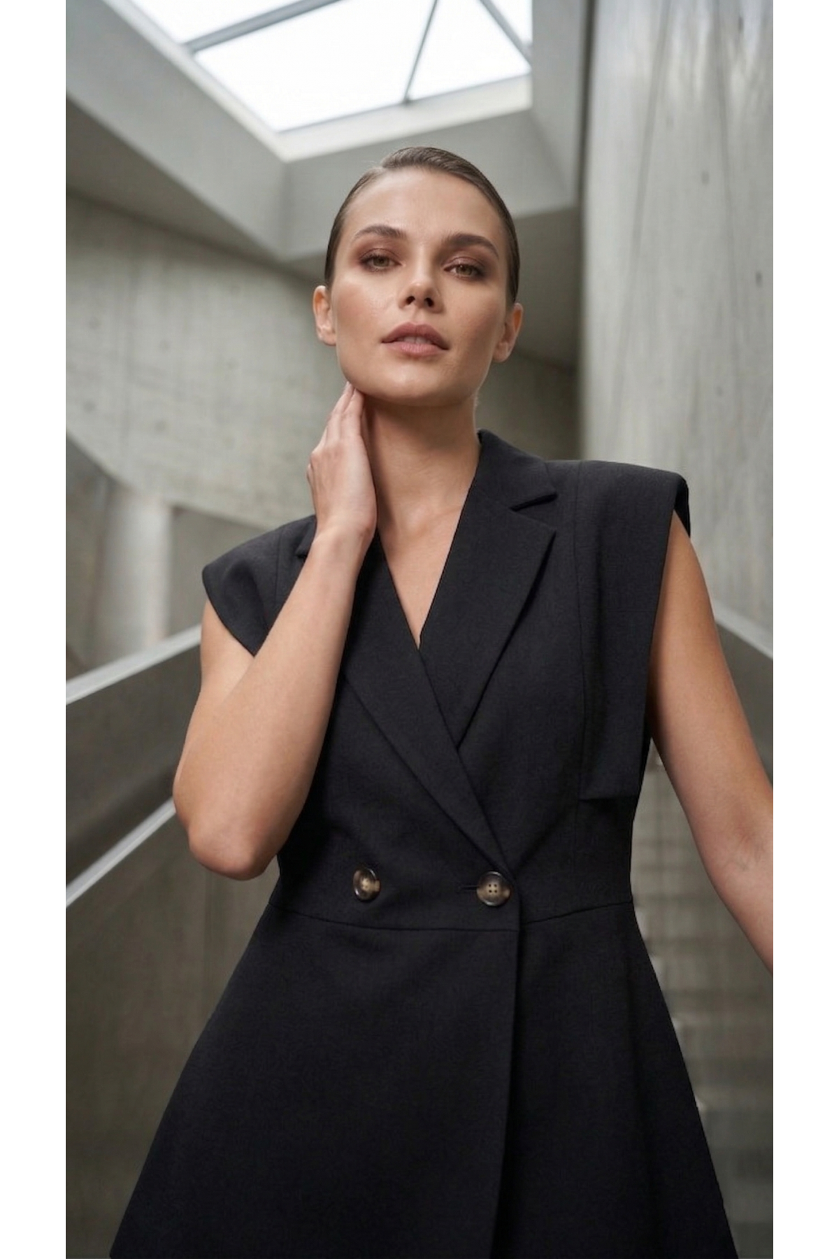 Kadın Kol Detaylı Blazer Yelek Takım