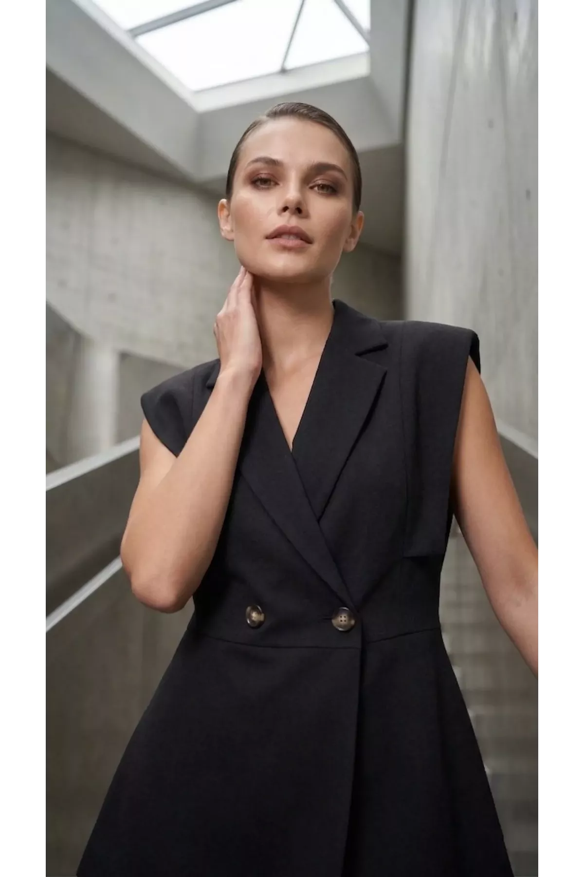 Kadın Kol Detaylı Blazer Yelek Takım