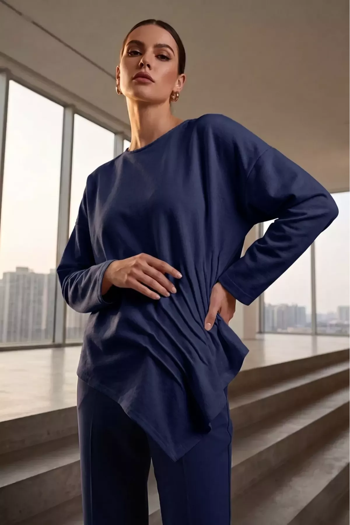 Kadın Bel Yükarı Doğru Büzgülü Bluz