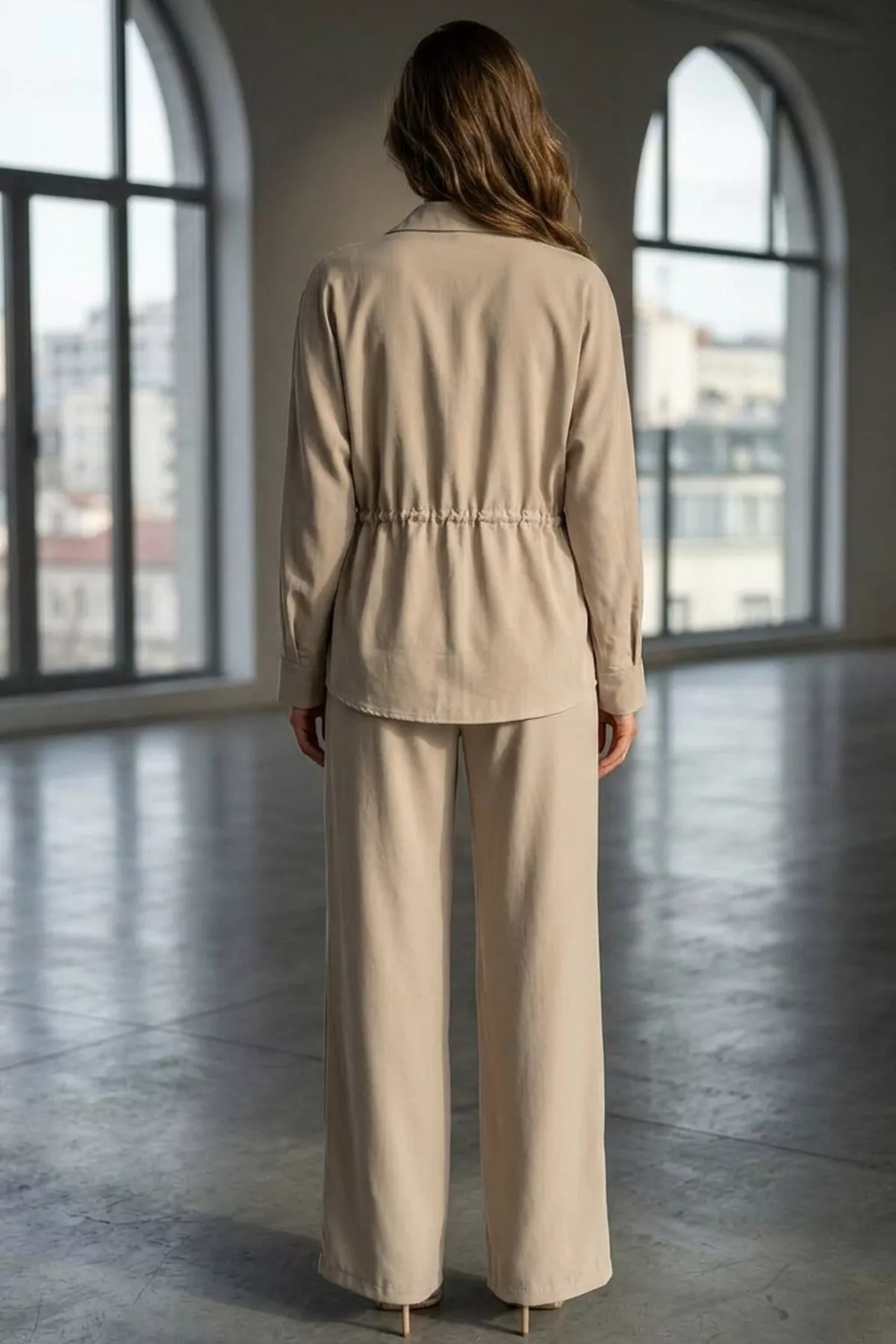 Kadın Oversize Bel Büzgülü İkili Takım