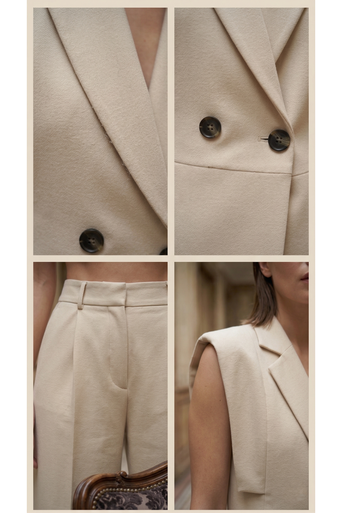 Kadın Kol Detaylı Blazer Yelek Takım