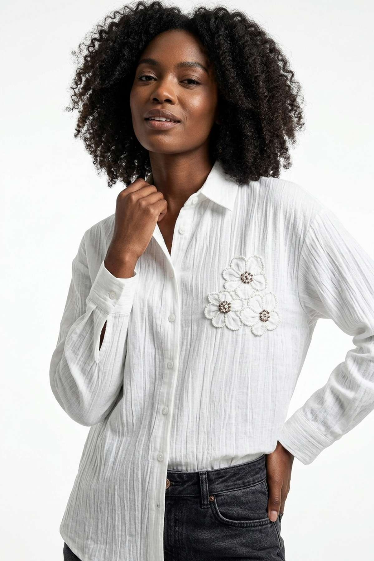 Kadın Çiçek Aksesuarlı Tunik