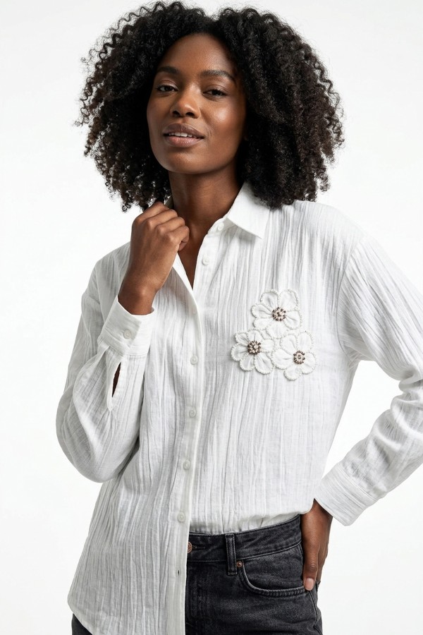 Kadın Çiçek Aksesuarlı Tunik