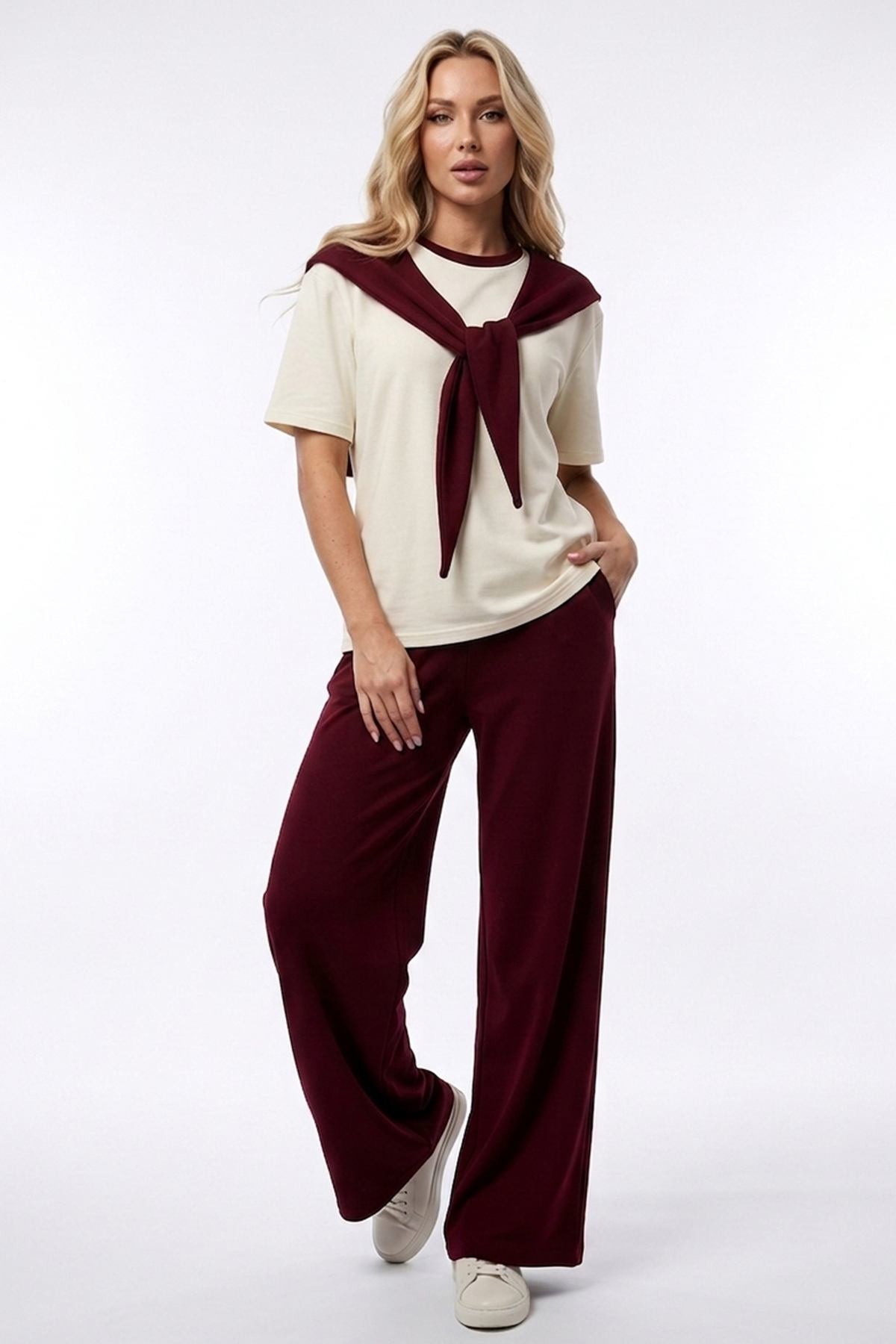 Kadın Bel Drapeli İkili Takım