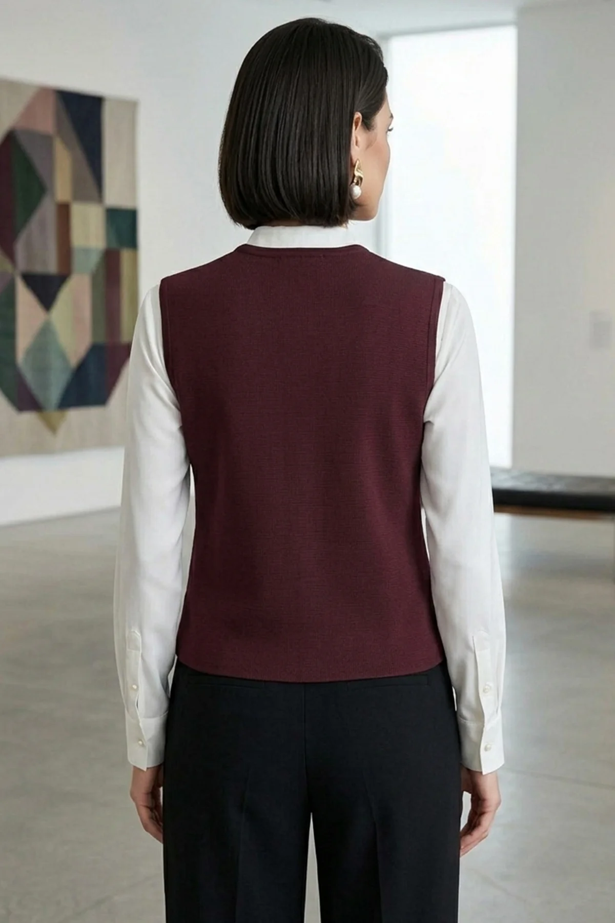 Kadın Güneş Düğmeli Blazer Yelek