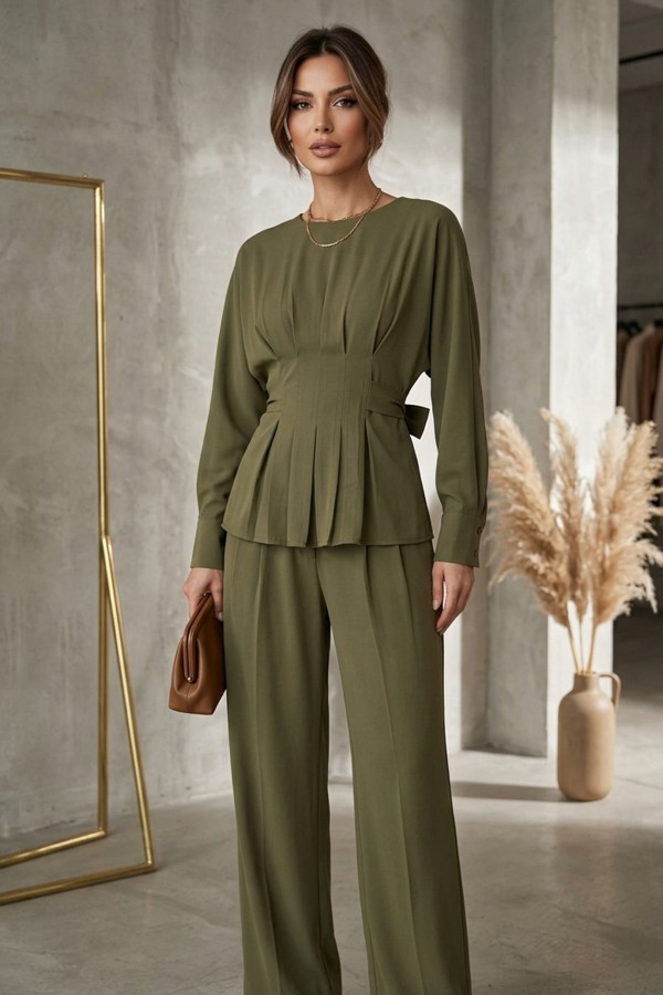 kadın bel drapeli ikili takım