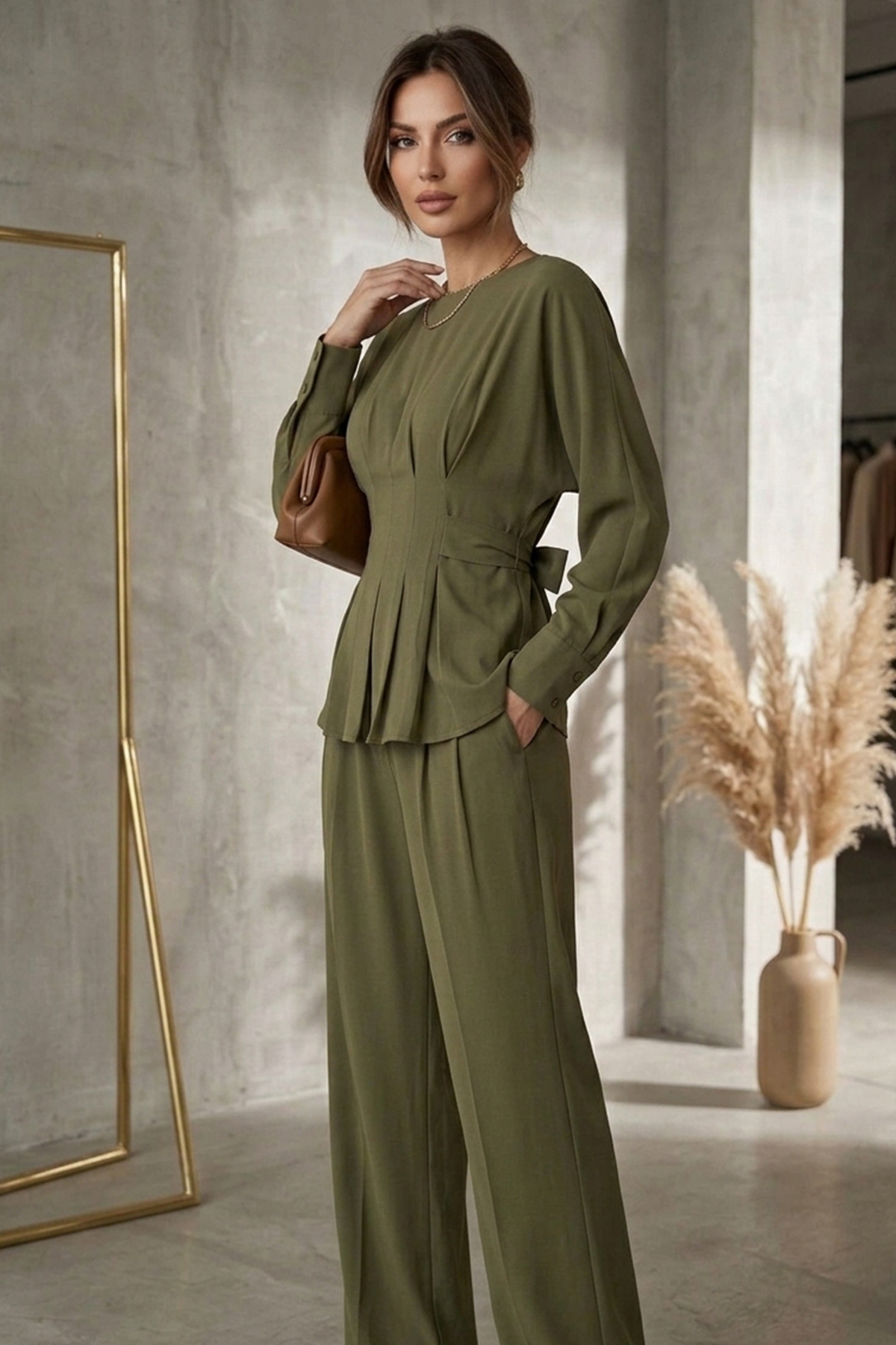 kadın bel drapeli ikili takım