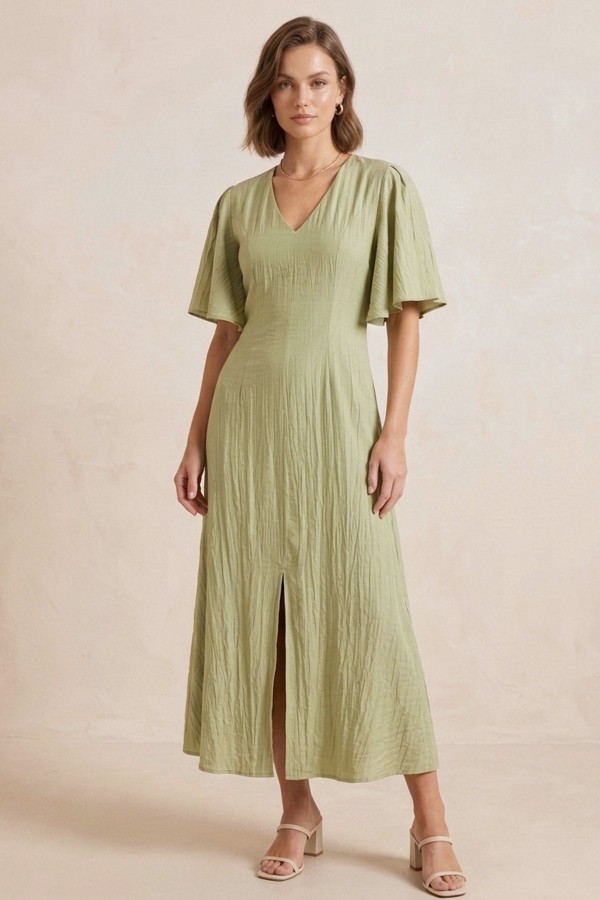 Kadın Kısa Kollu Yırtmaçlı Elbise