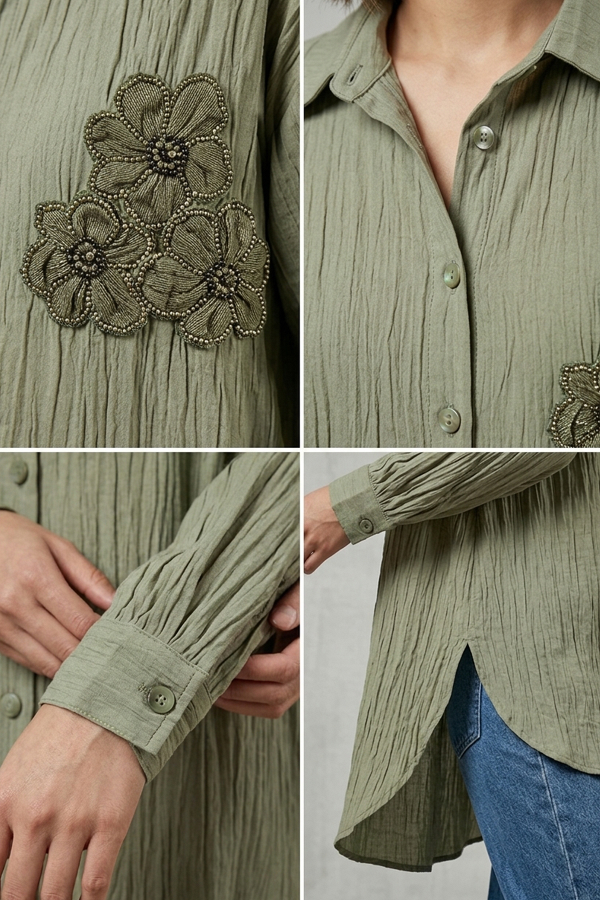 Kadın Çiçek Aksesuarlı Tunik