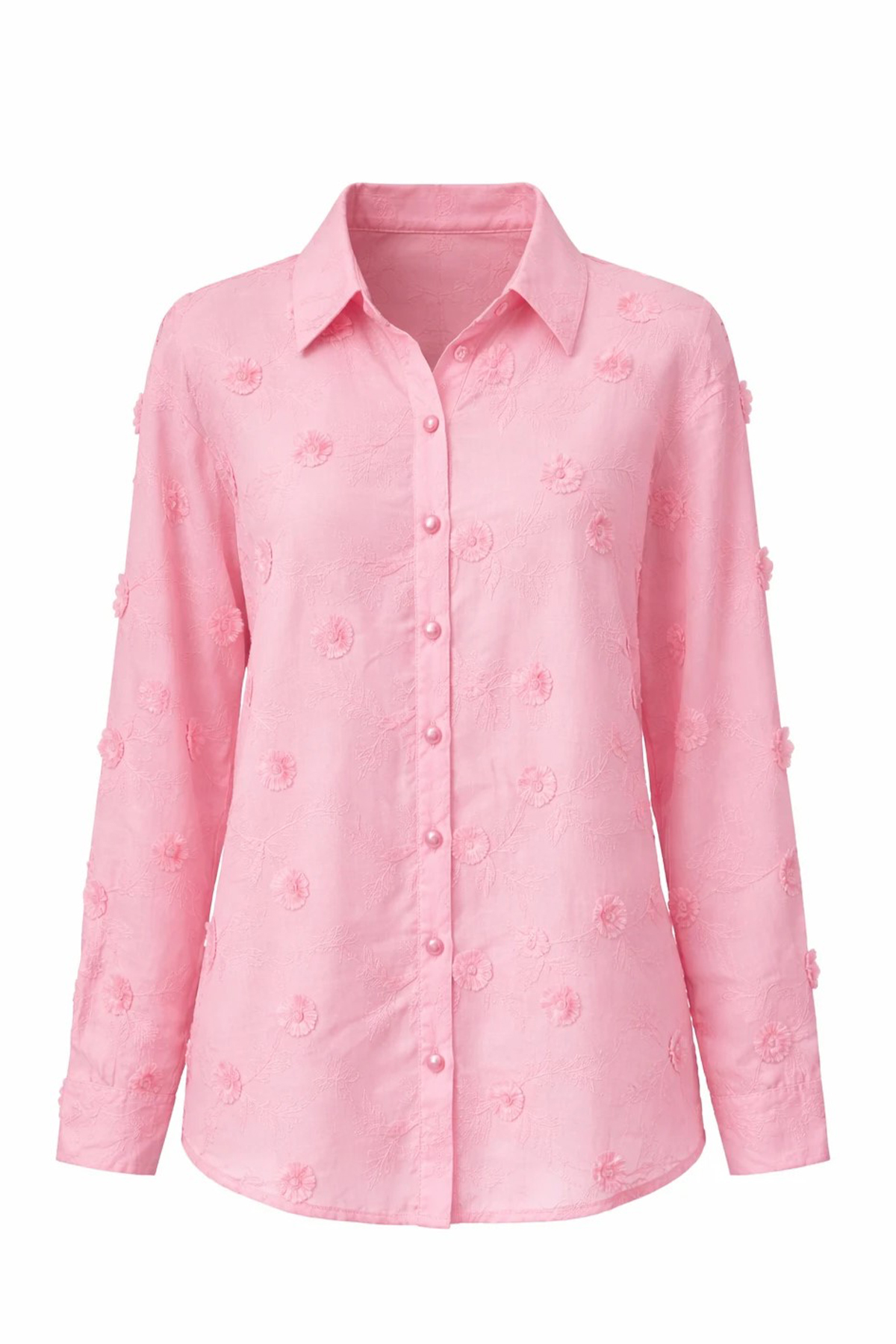 Kadın Kendiliğinden Motifli Gömlek