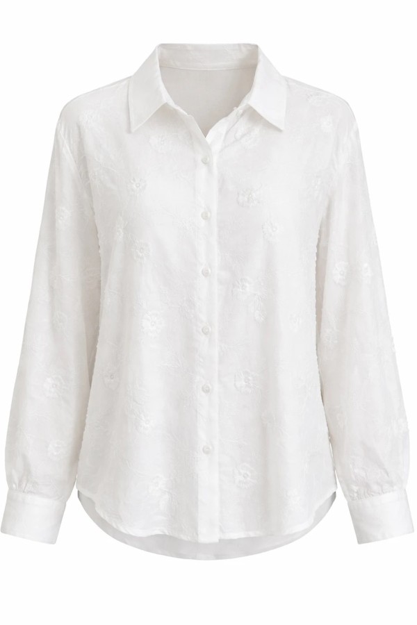 Kadın Kendiliğinden Motifli Gömlek