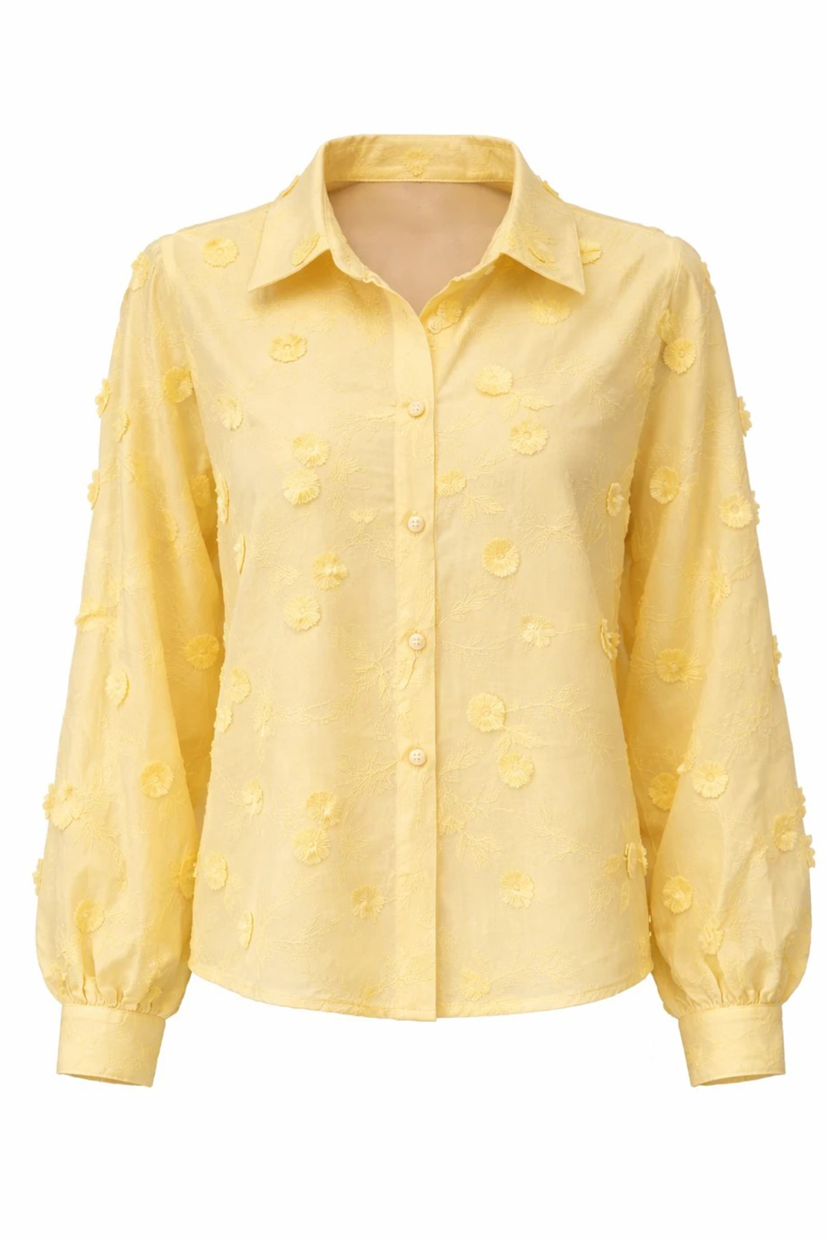 Kadın Kendiliğinden Motifli Gömlek