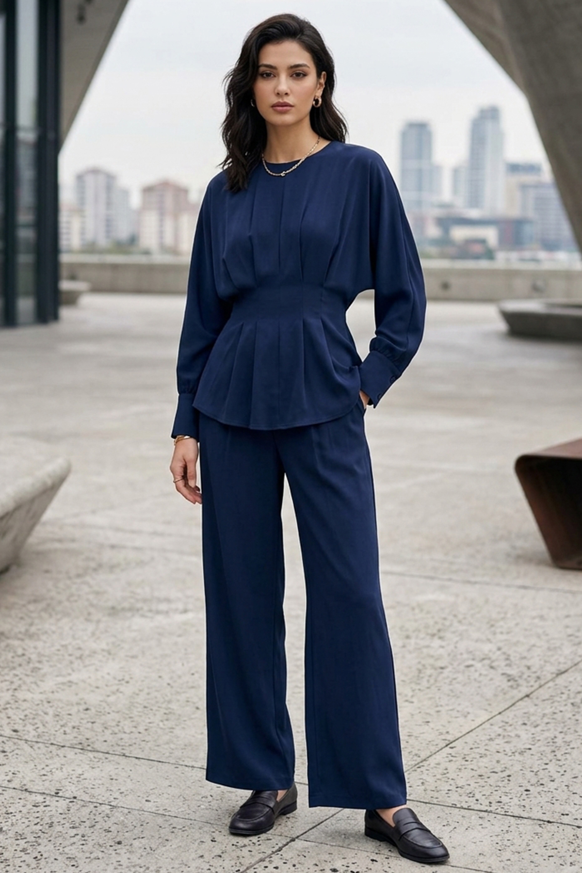 kadın bel drapeli ikili takım