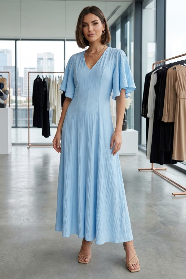 Kadın Kısa Kollu Yırtmaçlı Elbise