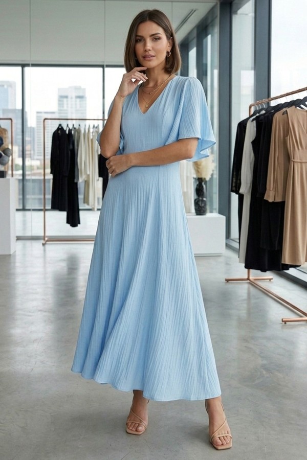 Kadın Kısa Kollu Yırtmaçlı Elbise