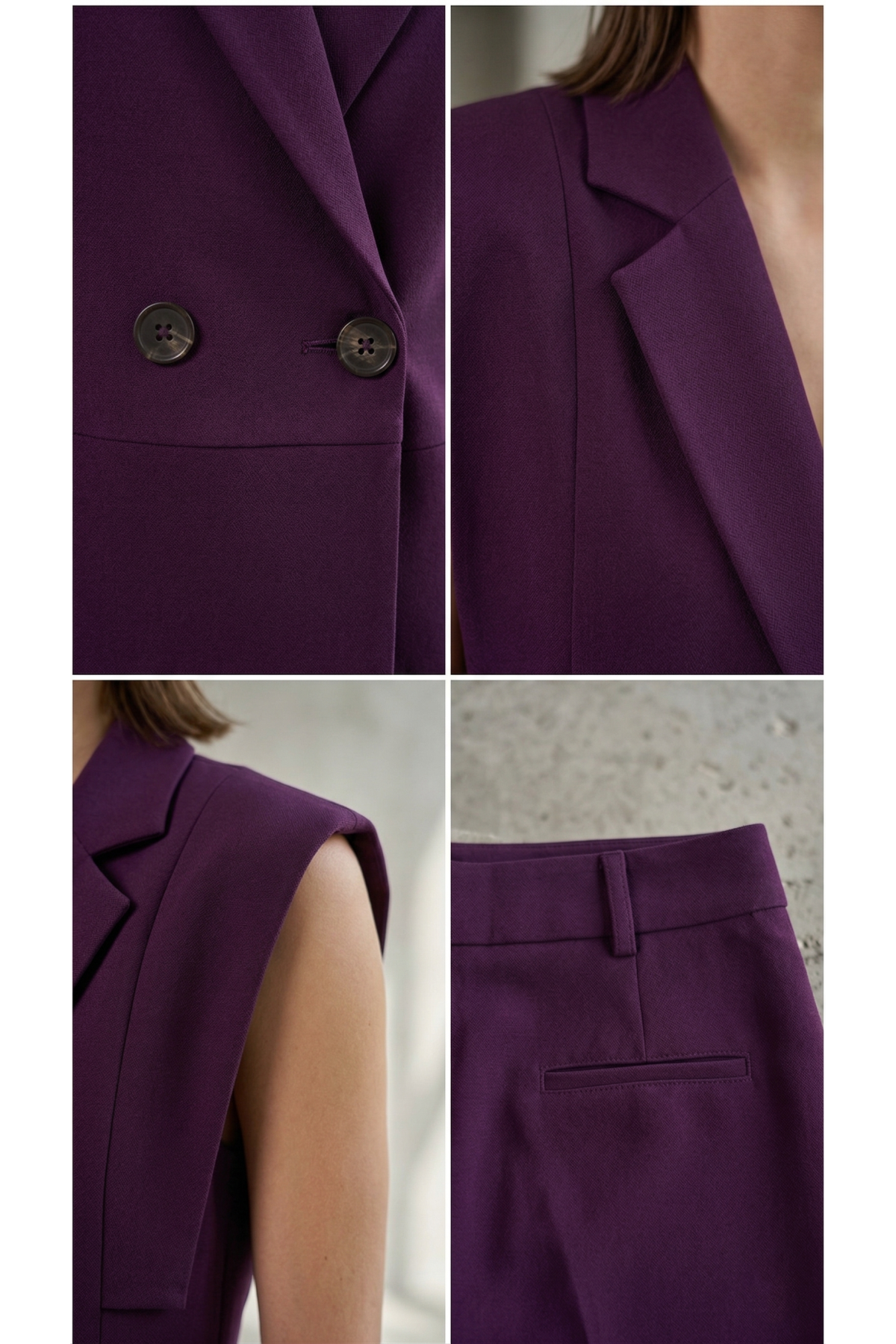 Kadın Kol Detaylı Blazer Yelek Takım