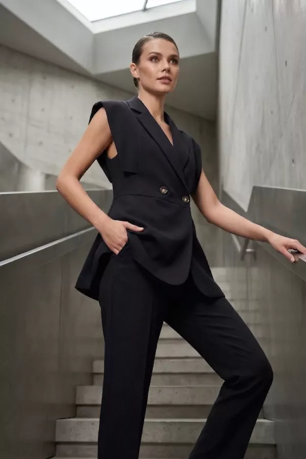 Kadın Kol Detaylı Blazer Yelek Takım