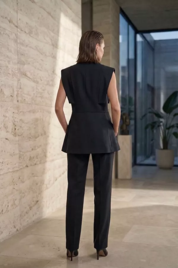 Kadın Kol Detaylı Blazer Yelek Takım