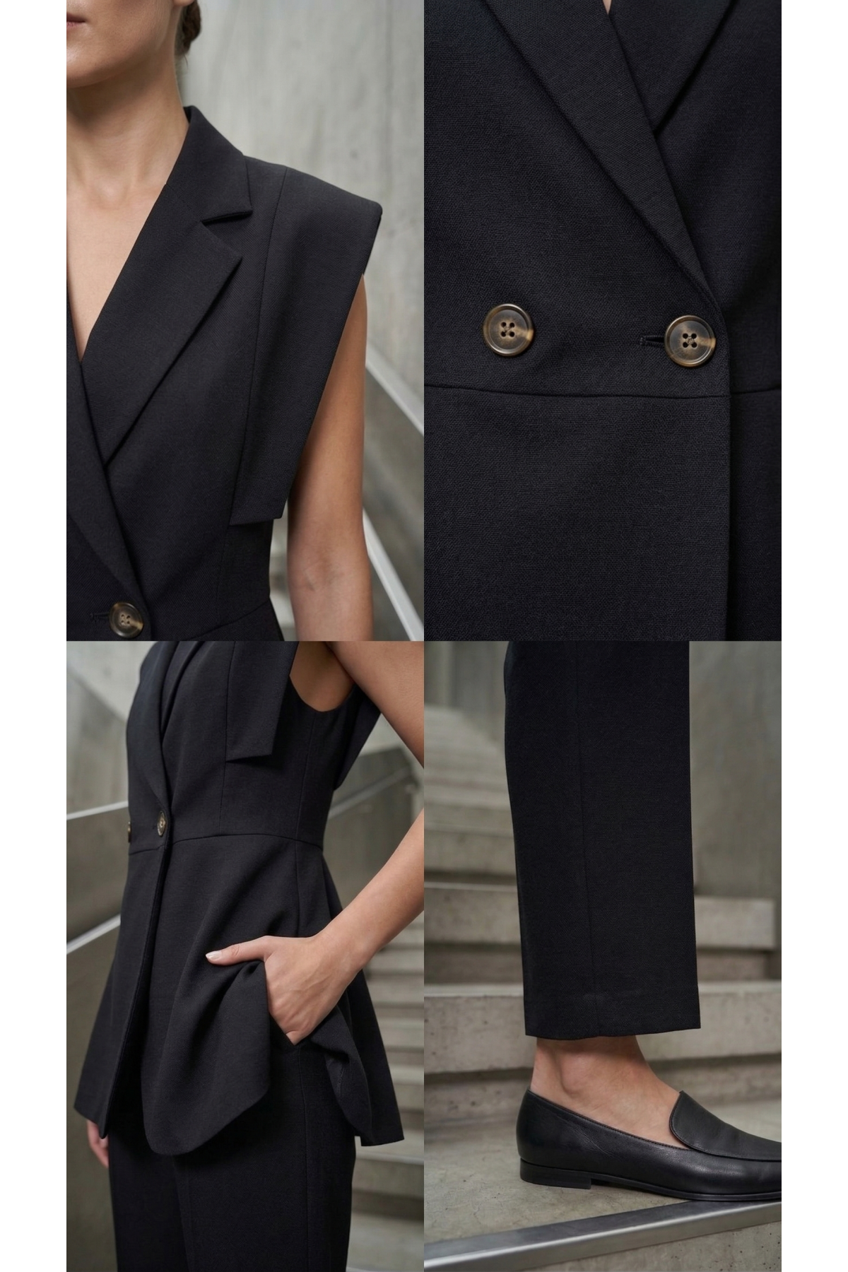 Kadın Kol Detaylı Blazer Yelek Takım