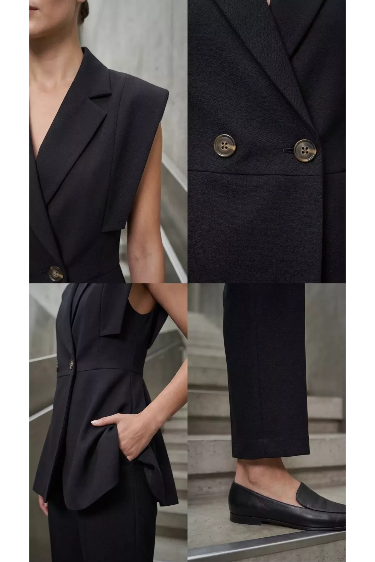 Kadın Kol Detaylı Blazer Yelek Takım